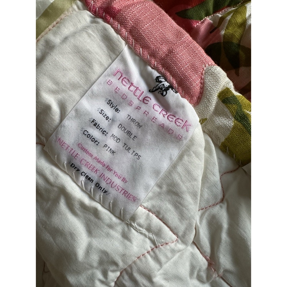Vtg 70s Mid Century Nettle Creek Pink Red Tulips Bedspread W Tags 107x96 - Picture 6 of 13